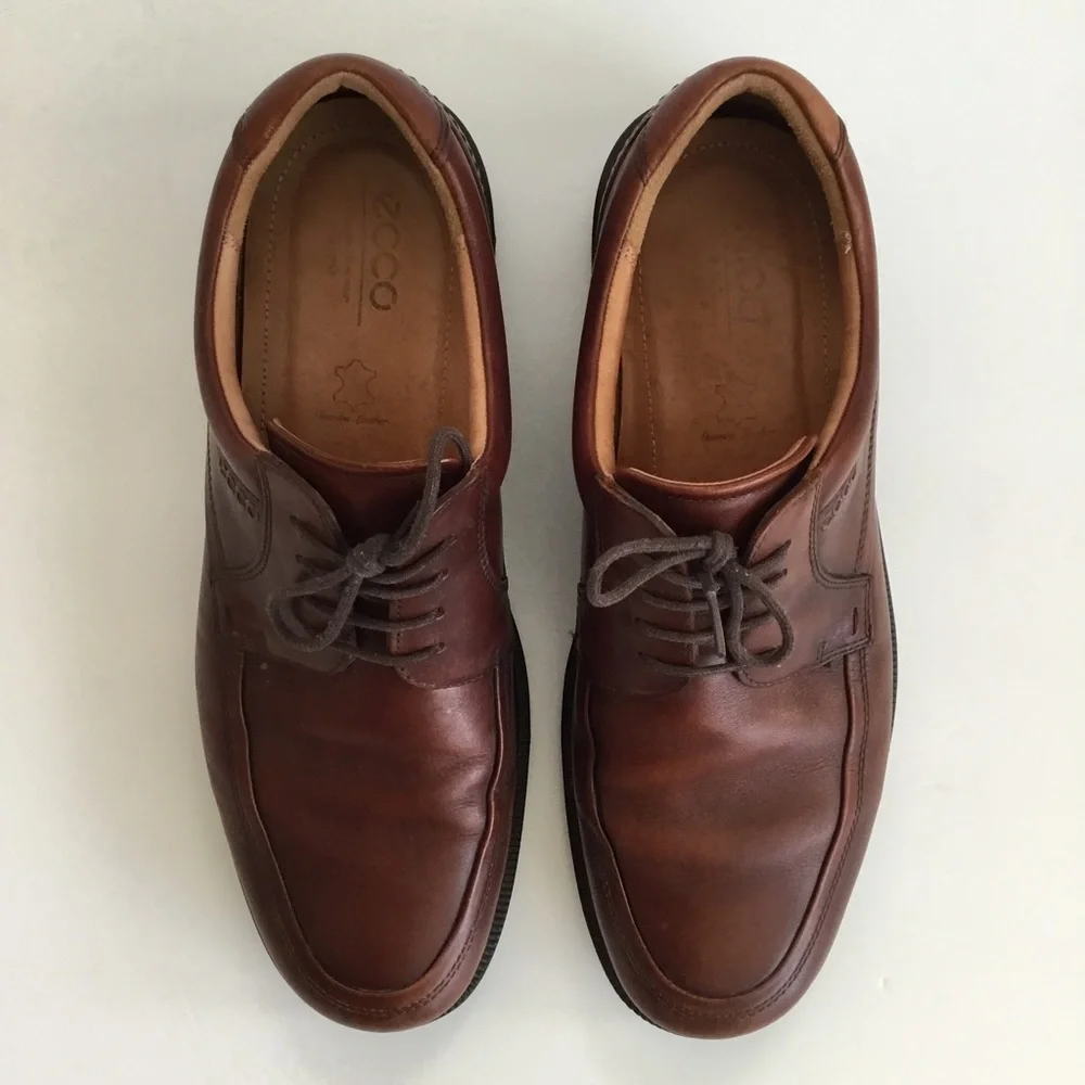 Ecco Mens Brown Leather Oxford Casual Shoes Lace Up Size 45 EU